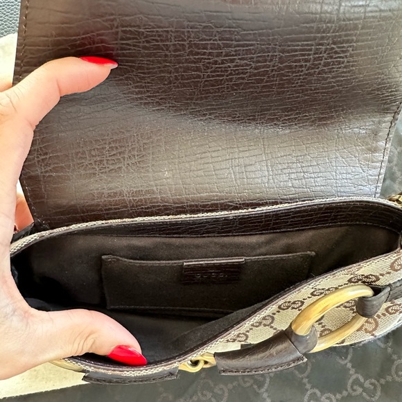 SOLD! Gucci Vintage Tom Ford GG Canvas Monogram Horsebit Chain Bag Brown - Picture 9 of 10